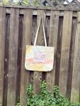Abstract Art Cotton Tote Bag: Floral Inside and Front Pocket, Coin Purse