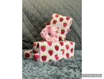 Handmade Strawberry Cotton Gift Set– Two Cosmetic Pouches & Scrunchie