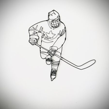 Team Canada Man Hockey Player Wire Wall Art