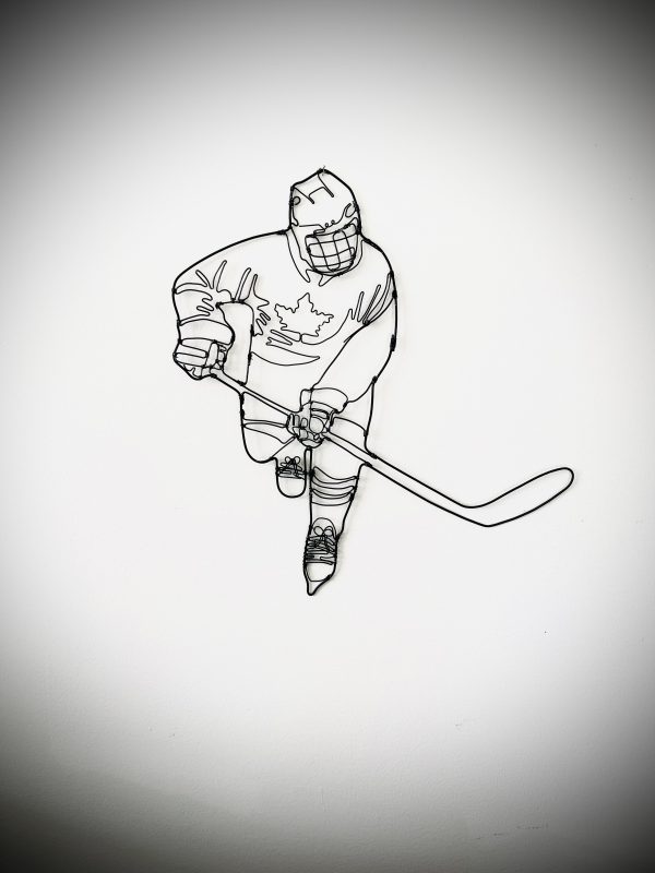Team Canada Man Hockey Player Wire Wall Art
