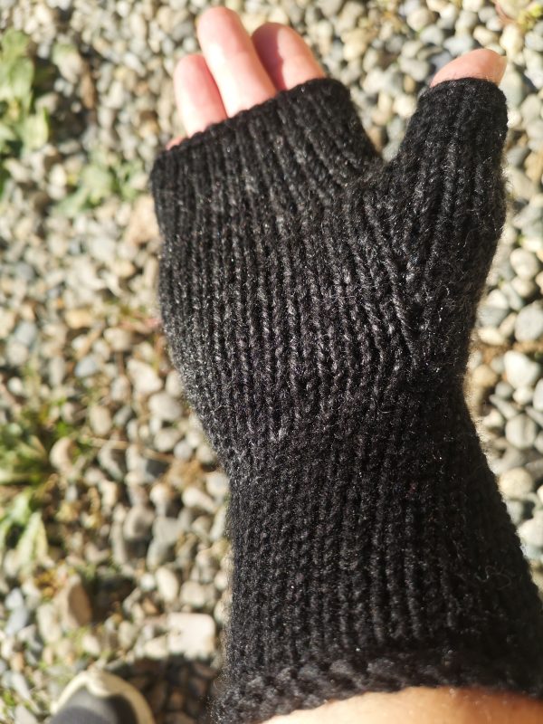 Black HandKnit Seamless Academia Wool Gloves