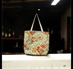 Abstract Cotton Tote Bag- Inside and Front Pocket, Coin Purse
