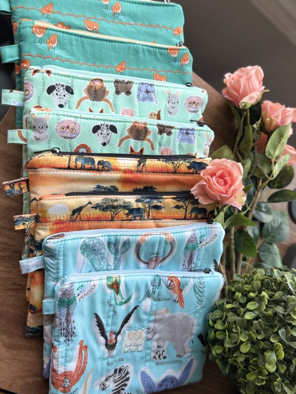 Handmade Quilted Cotton Zipper Pouch| Animal Themed