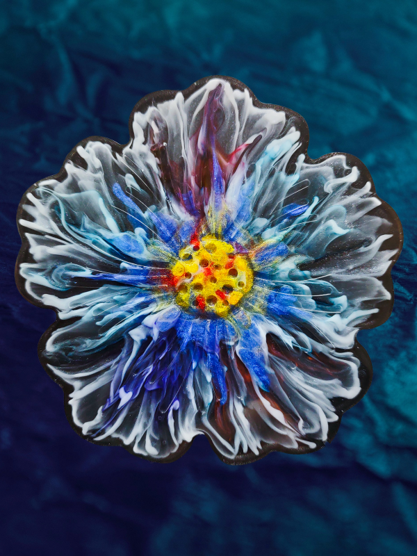 Resin Art Coasters 6" Retro look florals pairs