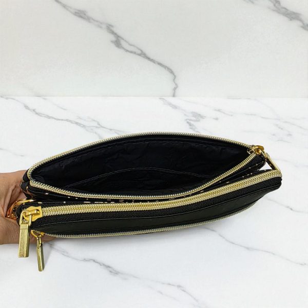 Triple Zipper Wristlet Bag