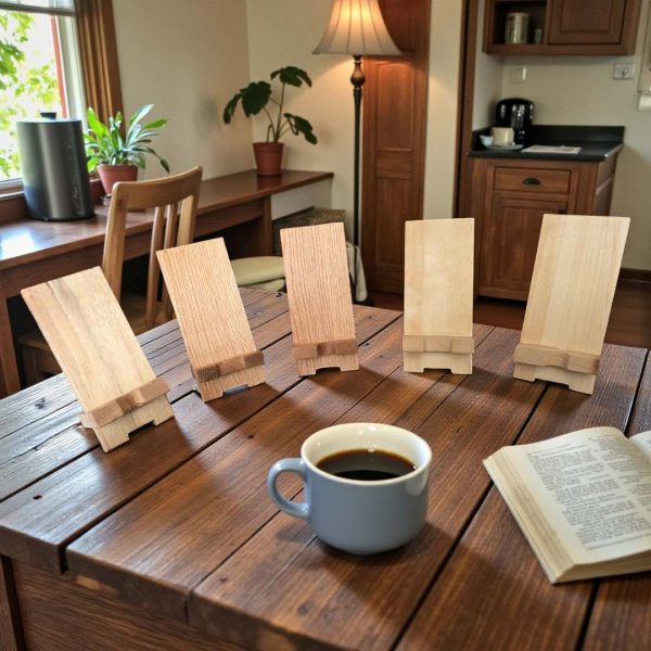 Cell and Tablet Hardwood Holders