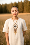 Authentic Indigenous Beaded Birch Bark Medallion ~ Unisex Handcrafted Statement Piece