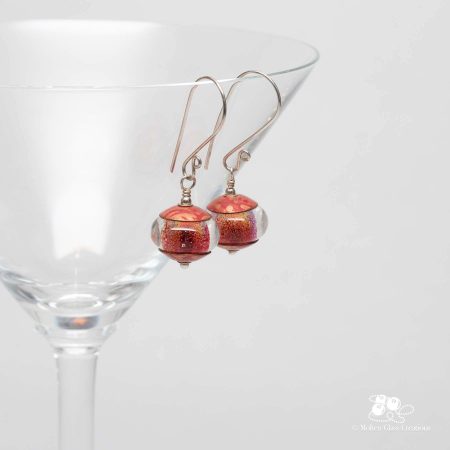 sparkly red dichroic earrings