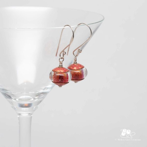 Sparkly Red Dichroic Earrings