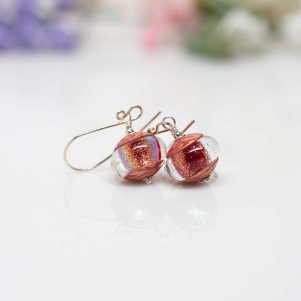 Sparkly Red Dichroic Earrings