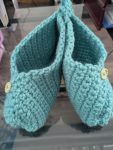 Crochet slipper in teal