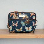 Butterfly Print Crossbody Bag: Waterproof Canvas with Rose Gold Hardware