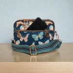 Butterfly Print Crossbody Bag: Waterproof Canvas with Rose Gold Hardware