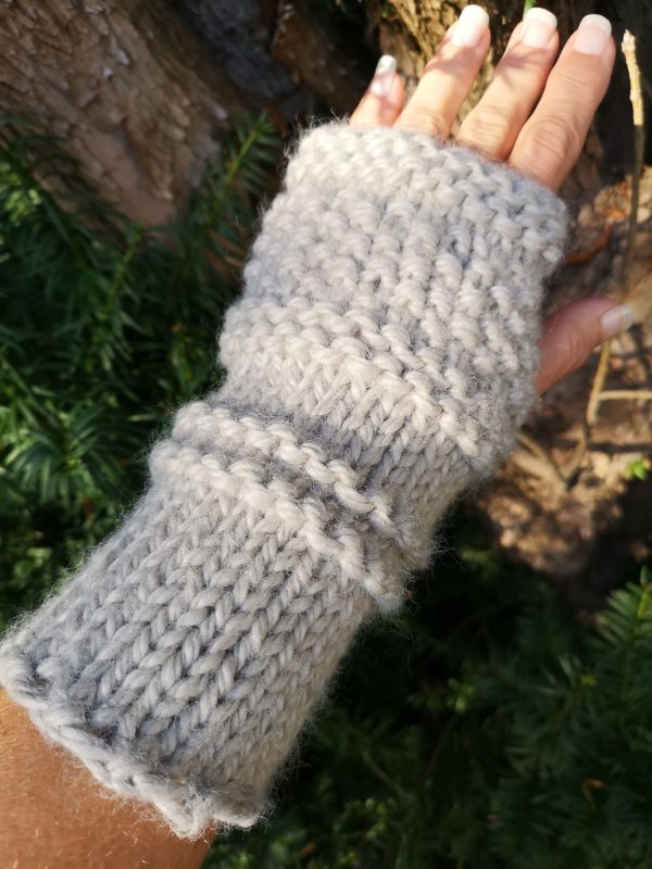 Sustainable Gray Knit Gloves Recycled Poly Re-spun