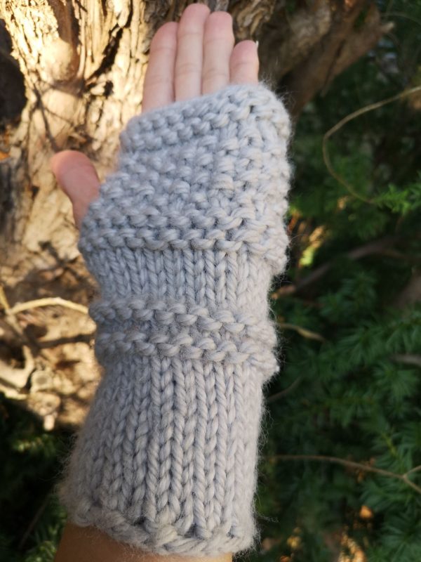 Sustainable Gray Knit Gloves Recycled Poly Re-spun