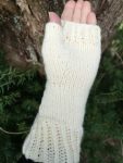 Easter Bunny Rabbit Cream Aran HandKnit Fingerless Gloves Mittens