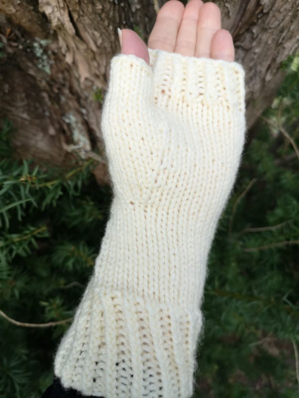 Easter Bunny Rabbit Cream Aran HandKnit Fingerless Gloves Mittens