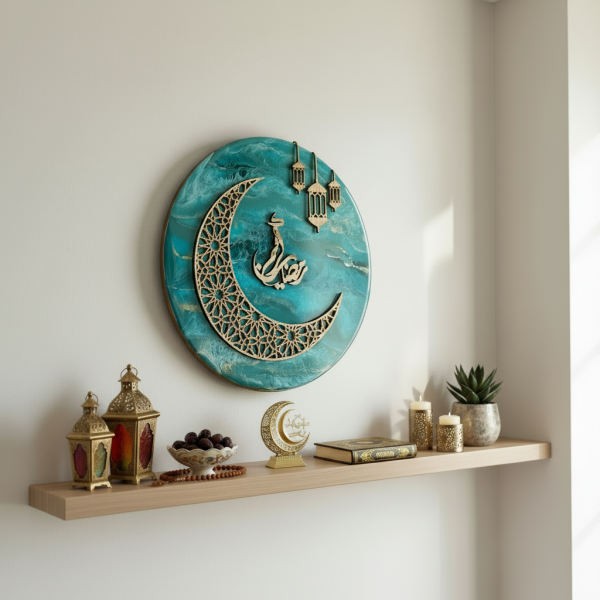 Ramadan Crescent | Ocean-Inspired Islamic Resin Art
