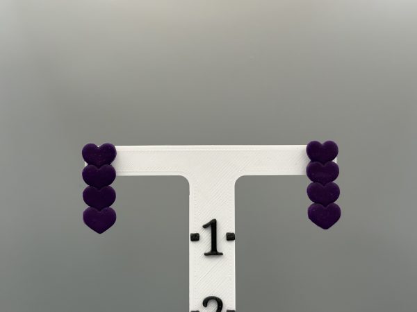 Purple Heart Stack Stud Earrings