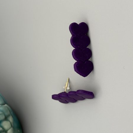 Purple Heart Stack Stud Earrings
