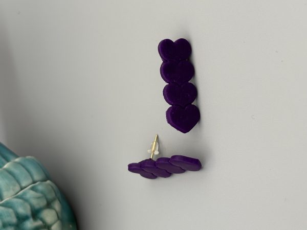 Purple Heart Stack Stud Earrings
