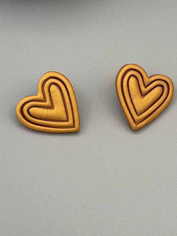 Gold Heart Stud Earrings