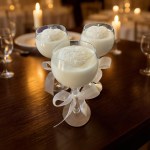 Wedding Guests Table, Long stem wine glass Heart candle, 15 oz