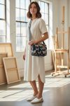 Butterfly Print Crossbody Bag: Waterproof Canvas with Rose Gold Hardware