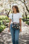 Butterfly Print Crossbody Bag: Waterproof Canvas with Rose Gold Hardware