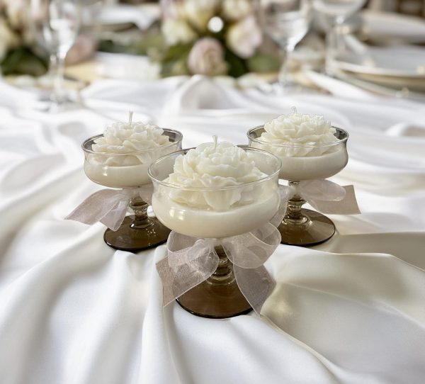 Wedding Guests Table, Peony Candle - short stem wine glass, 12 oz