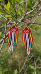 Metis Sash Canadian Indigenous Seed Beaded Fringe Earrings - Hook, Stud & Clip-on Available