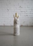 Handknitted Heart Drawstring Wine Bottle Sleeve Cozy