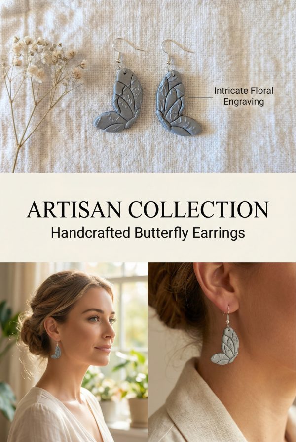 Elegant Butterfly-Inspired Polymer Clay Earrings