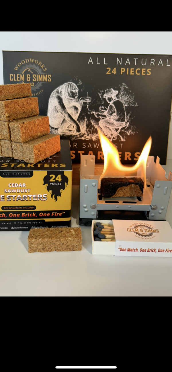 Clem & Simms Cedar Fire Starters – 4 Box Bundle -144 Fires – (Free Shipping)