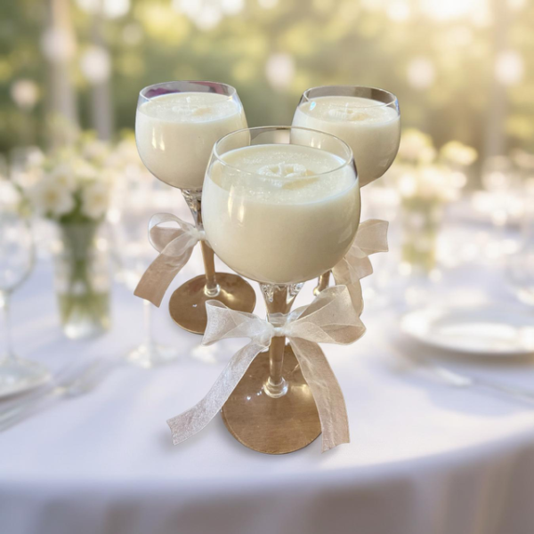 Wedding Guests Table, Long stem wine glass candle, 15 oz