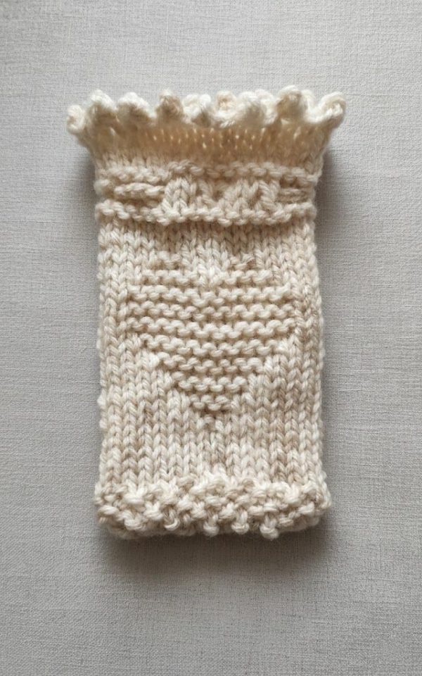 Refillable Hand-Knitted Heart Sachet Gift Pouch Cream Marled
