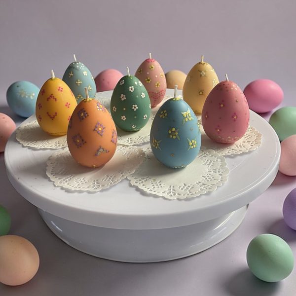Easter Egg Pillar Candles – Cocosol Soy Wax with Vanilla Orchid Fragrance – Handcrafted Spring Decor