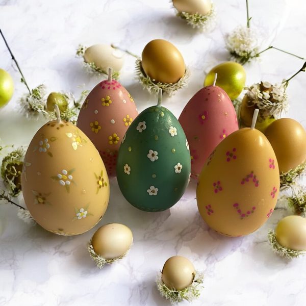 Easter Egg Pillar Candles – Cocosol Soy Wax with Vanilla Orchid Fragrance – Handcrafted Spring Decor