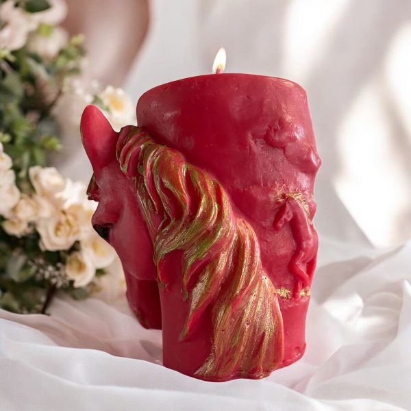 Red Fire Horse Pillar Candle – Cocosoy Wax – Fireside Fragrance – 2026 Good Fortune Decor
