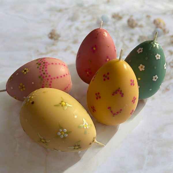 Easter Egg Pillar Candles – Cocosol Soy Wax with Vanilla Orchid Fragrance – Handcrafted Spring Decor