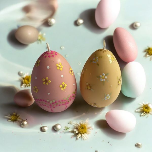 Easter Egg Pillar Candles – Cocosol Soy Wax with Vanilla Orchid Fragrance – Handcrafted Spring Decor