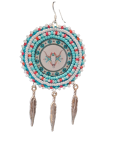 Handmade Indigenous Pastel Floral Buffalo Round Seed Bead Earrings - Native American Beadwork Jewelry
