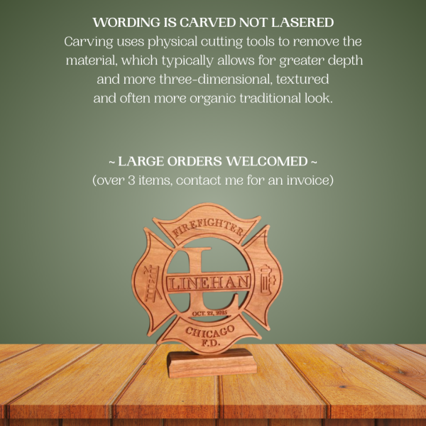 Personalized Firefighter Plaque, Maltese Cross, Firefighter Gift