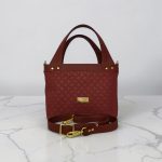 Burgundy Quilted Faux Leather Tote Bag, Gold Hardware, Medium Work Bag