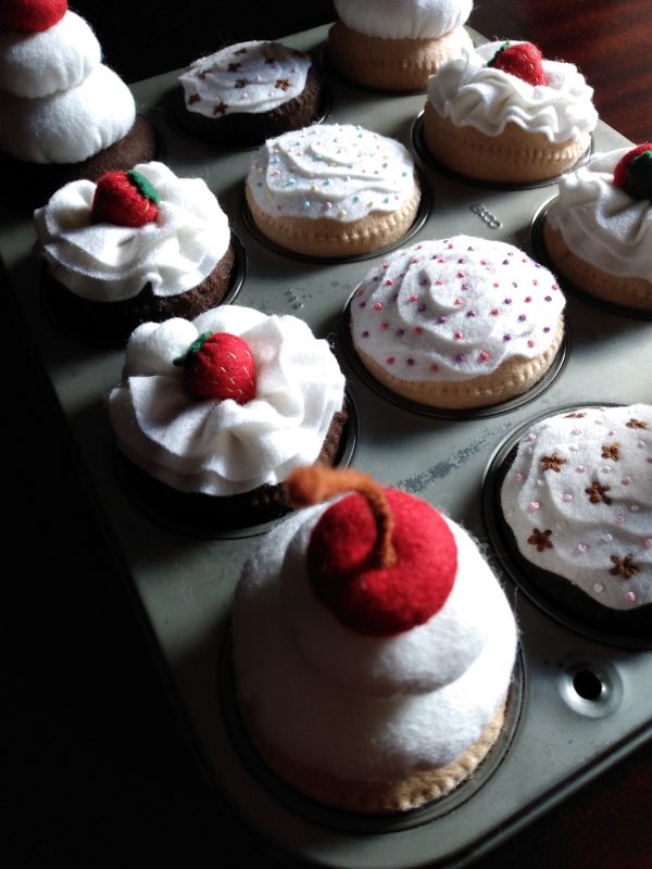 Wool Felt Cherry Cupcake | Imaginative Play | Tea Party