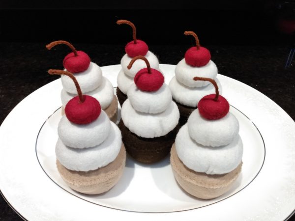 Wool Felt Cherry Cupcake | Imaginative Play | Tea Party