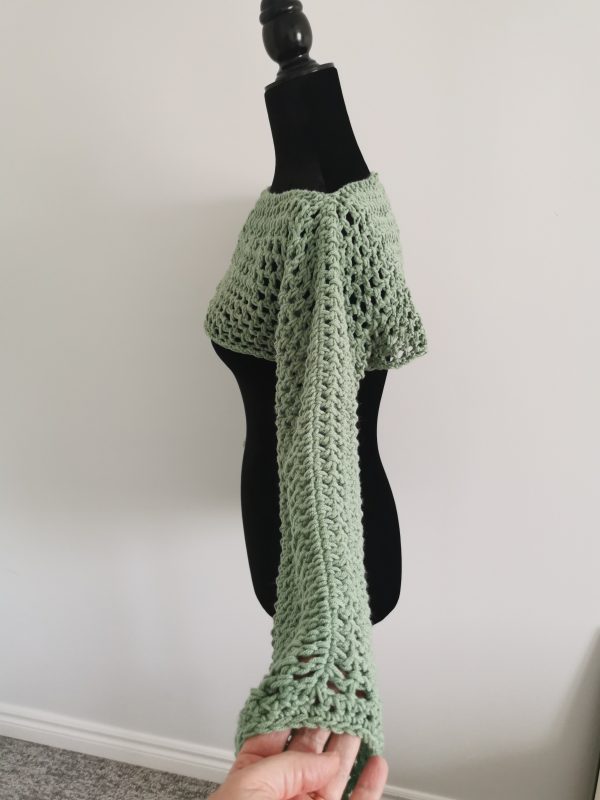 Crochet Mesh Sleeves, Light Sage Long Sleeve Top - S-XL, Handmade Crocheted Shoulder Shrug