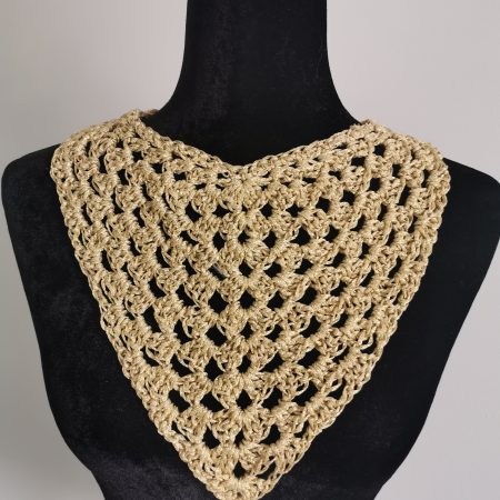Crochet Bandana, Gold Metallic Head Scarf