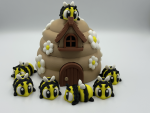 3D Printed Beehive and Bees Set: Whimsical Garden Decor