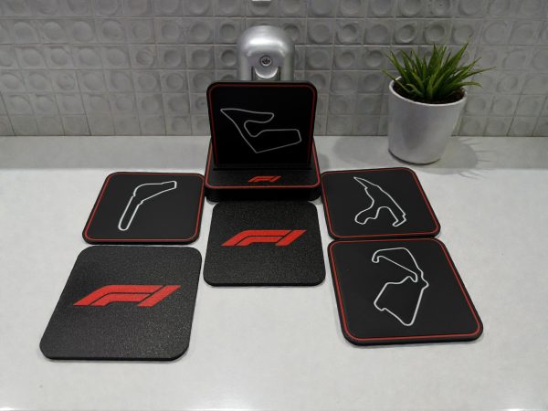 F1 3D Printed Coaster Set – Desk & Office Decor